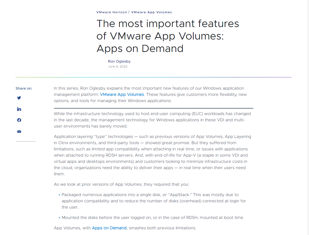 The most important features of VMware App Volumes: Apps on Demand