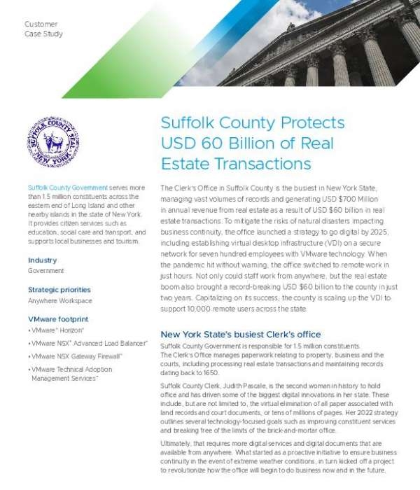 Suffolk County Protects USD 60 Billion of Real Estate Transactions