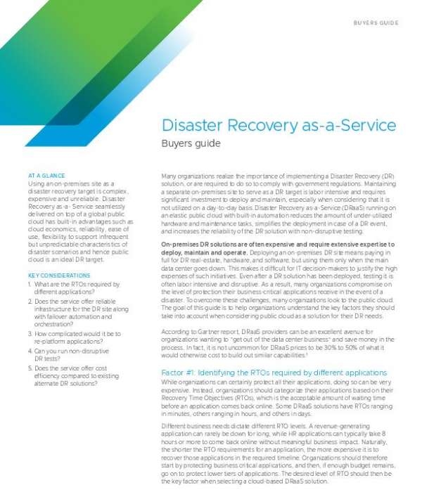 Disaster Recovery as-a-Service Buyer’s Guide