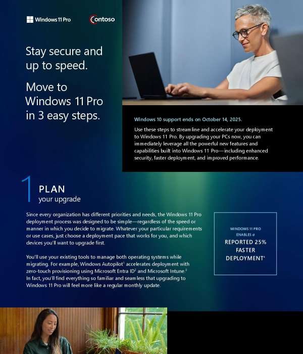 Stay secure and up to speed. Move to Windows 11 Pro in 3 easy steps.