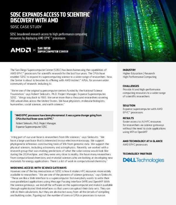 SDSC EXPANDS ACCESS TO SCIENTIFIC DISCOVERY WITH AMD