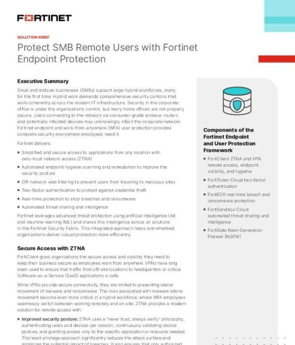 Protect SMB Remote Users with Fortinet Endpoint Protection