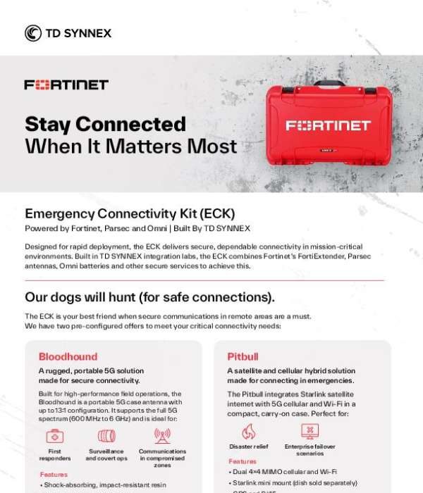 Emergency Connectivity Kit by Fortinet, Parsec and Omni, Built By TD SYNNEX