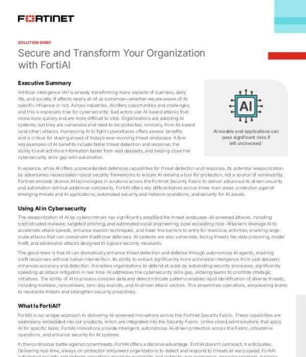 Secure and Transform Your Organization with FortiAI