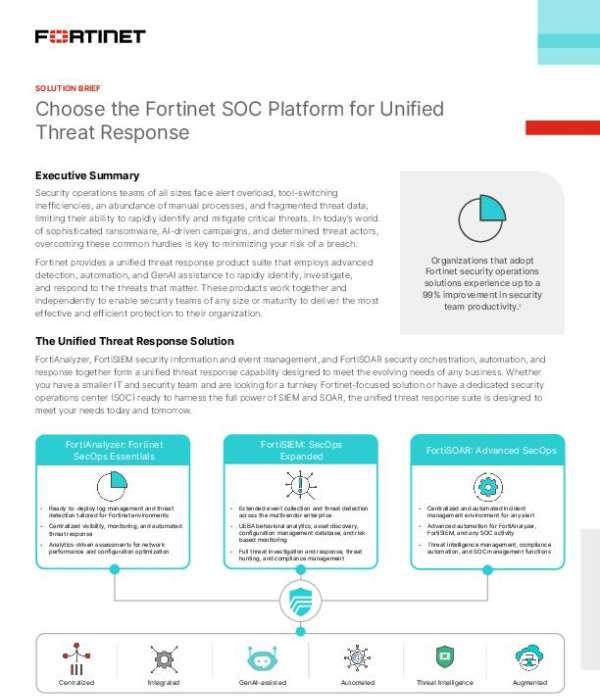Choose the Fortinet SOC Platform for Unified Threat Response